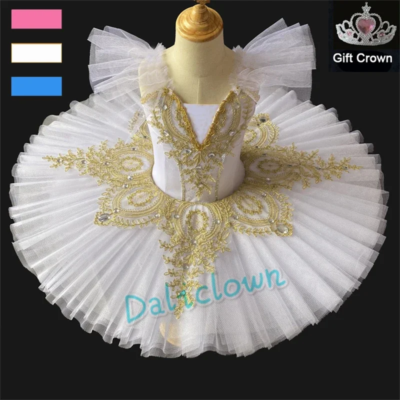 White Swan Lake professional ballet tutu girl blue pink platter pancake tutu tulle princess ballerina dress ballet dance costume