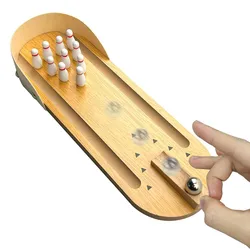 Mini Bowling Set Wooden Board Games Adults Children Desktop Toys Relieve Stress Anxiety Fidget Juguetes Antiestres Ansiedad