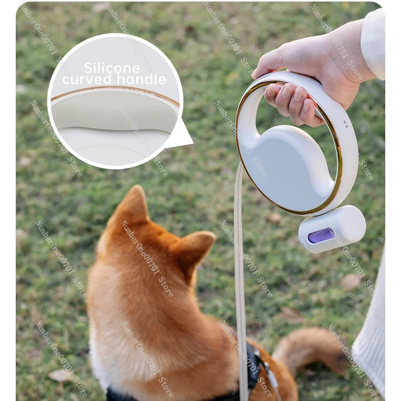 Multifunctional Dog Leash Rope Training Lead Harness Set Collar with Led Light Pet waste bag bin Automatic Retractable Pet Leash