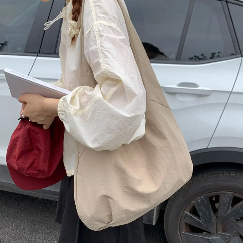 Candy Color Nylon Shoulder Bag Quick-dry Solid Color Casual Tote Bag Korean Style Large Capacity Japanese Style Shoulder Bag