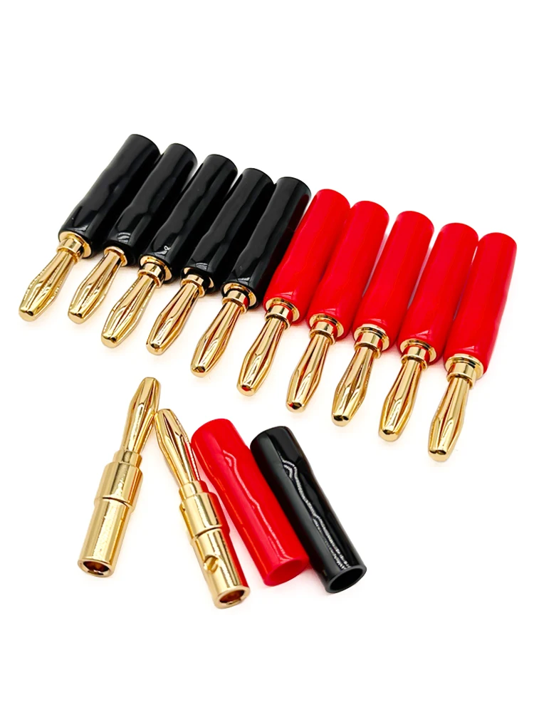 10PCS Banana Plugs Speaker Audio Connector Dual Screw Lock 24K Gold Plated HIFI Banana Connectors Jack for Sound Amplifier Wire