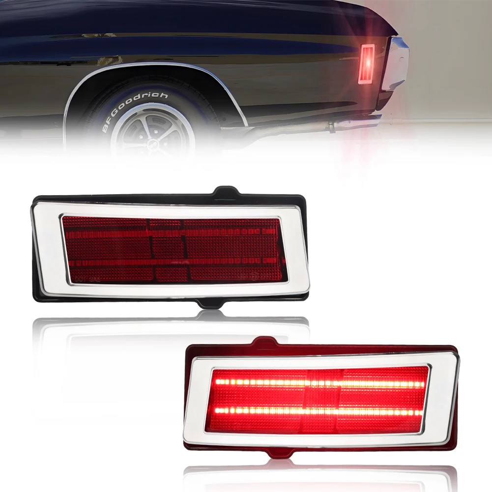 

2Pcs Rear Reflector Fender Light Side Marker Light Quarter Marker Light Turn Signal Light LED For 1970 1971 1972 Chevy Chevelle