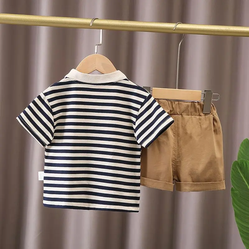 IENENS Baby Boys Clothes Stripe Polo-Shirts + Shorts Suits Summer Toddler Casual Short Sleeves Clothing Sets School Wear Outfits