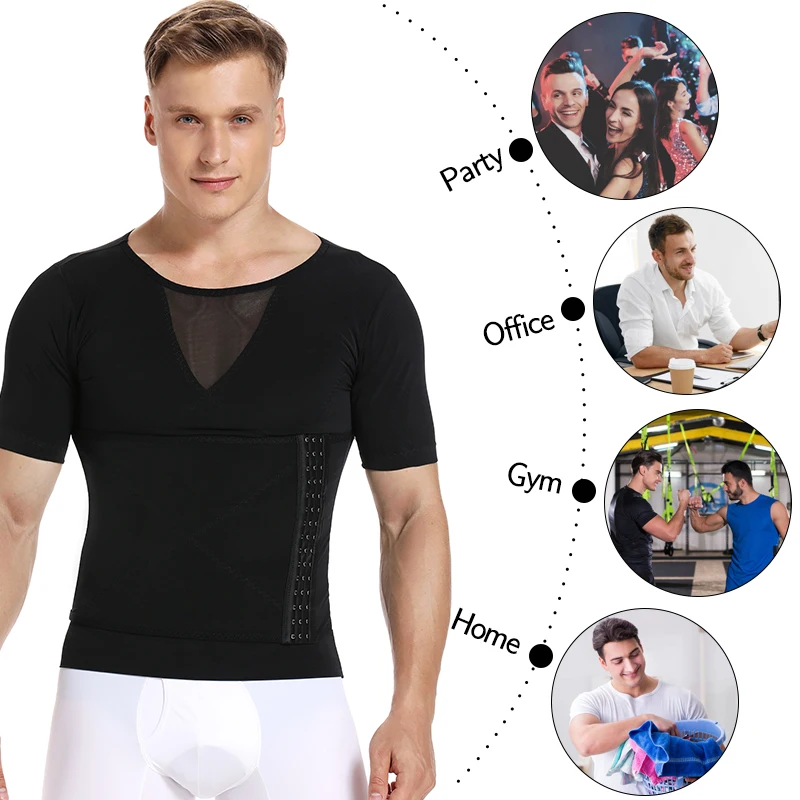 Hombres Body Shaper cintura entrenador Control de barriga camiseta camisas de compresión pérdida de peso ropa interior adelgazante Abdomen camisetas