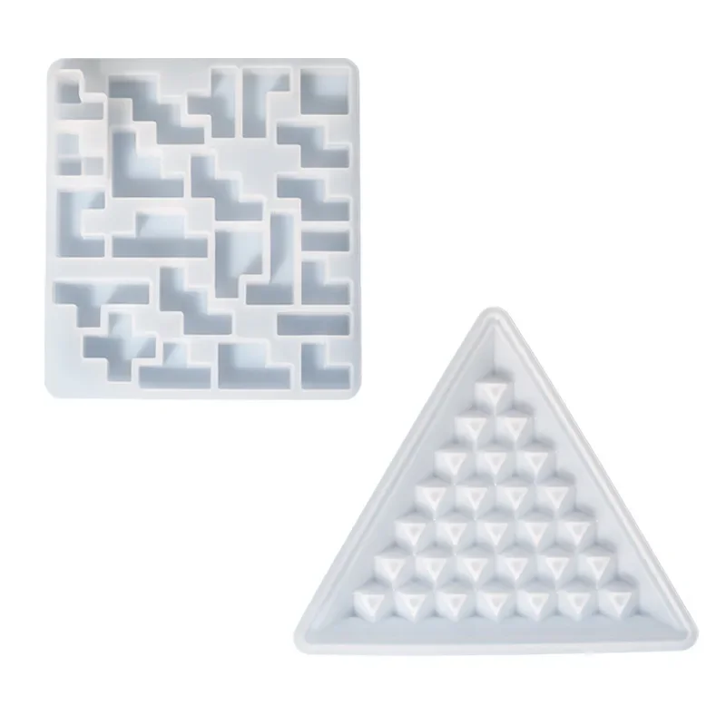 3D Puzzles Game Pyramid Jigsaw Block Building Epoxy Resin Mould Handicrafts Silicone Molds for Crafts