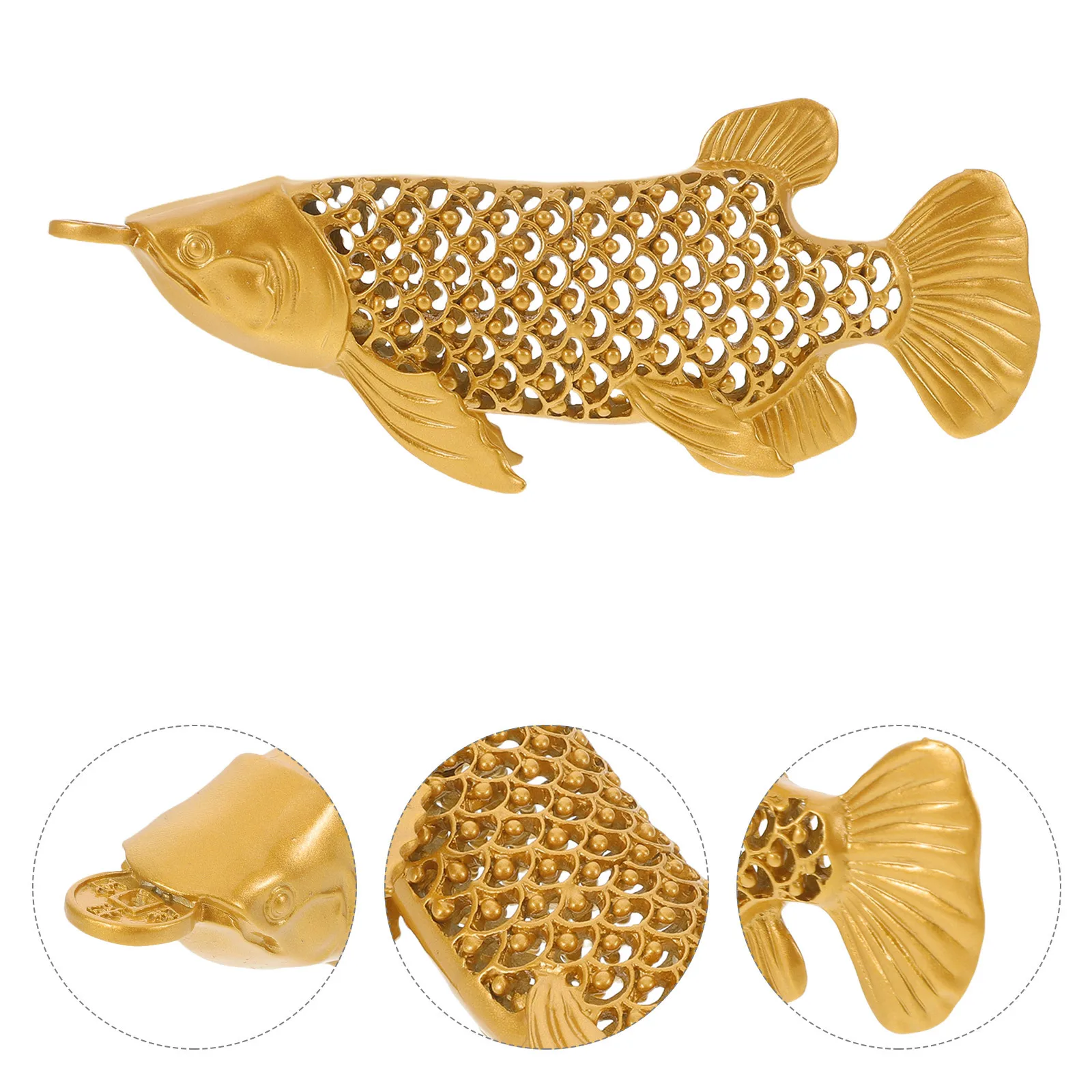 

Artisan Craftsmanship Brass Carp Sculpture Chinese Traditional Tea Pet Table Decoration Feng Shui Kitchen Dining Room Decor