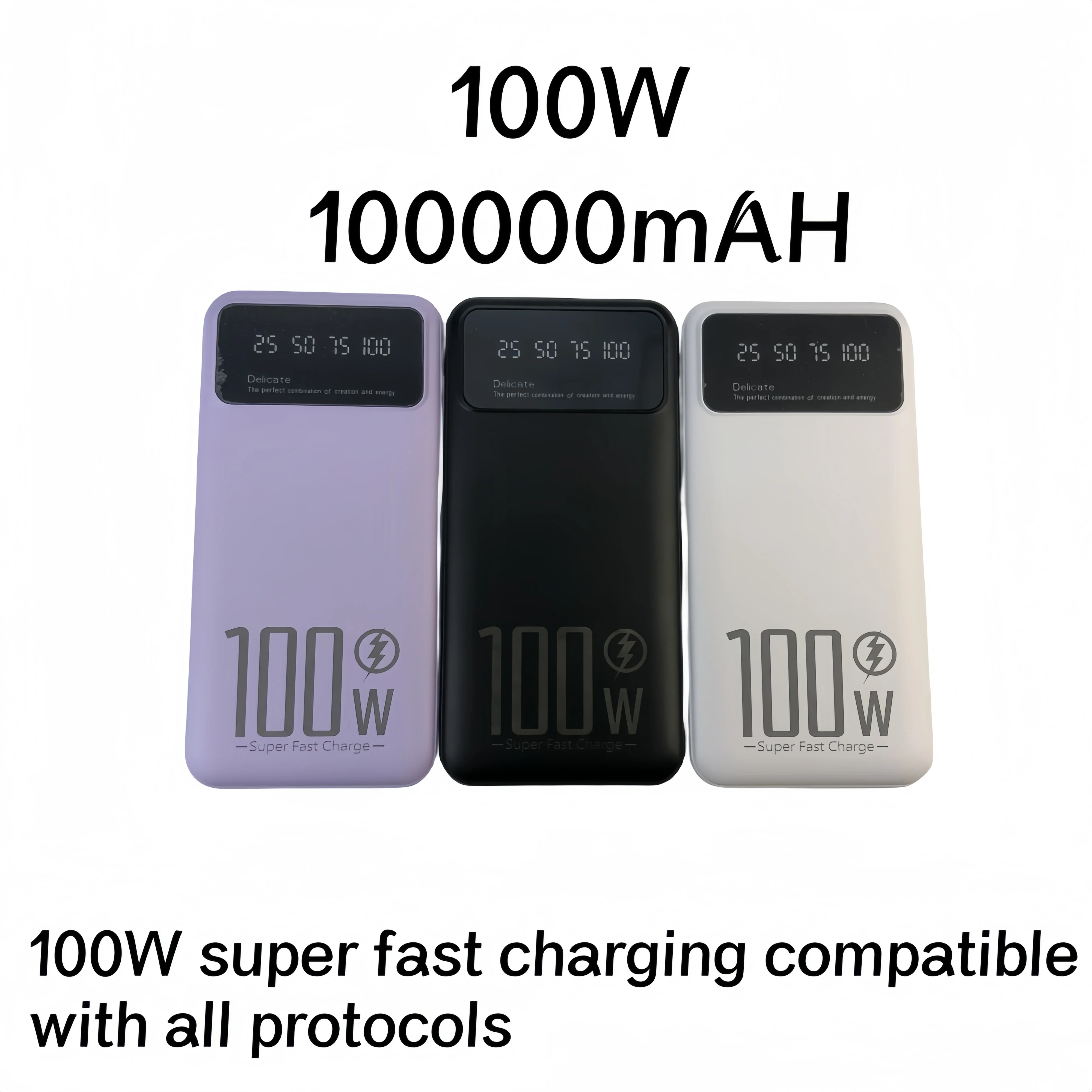 Power Bank a ricarica Super veloce da 100W con grande capacità e portatile da 100mAH adatto per Apple e Android TypeC