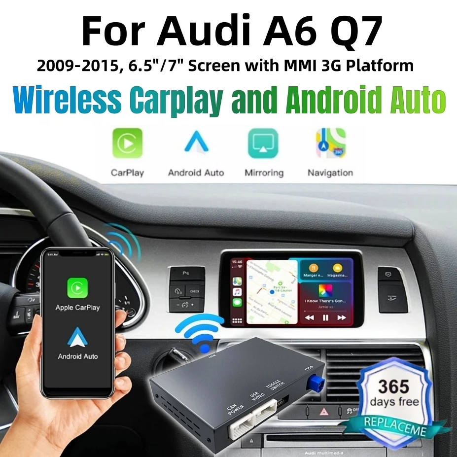 ANYFAR Wireless Carplay Android Auto Modul für Audi A6 Q7 MirrorLink AirPlay Rückfahrkamera Multimedia Zubehör