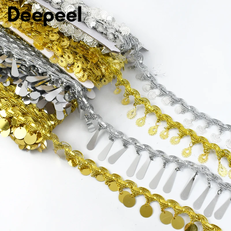 

1/2/9Yards 3-5.5cm Sequin Fringe Tassels Lace Trim Dance Dress Clothing Decorative Trimming Tassel Fringes Sewing Accessories