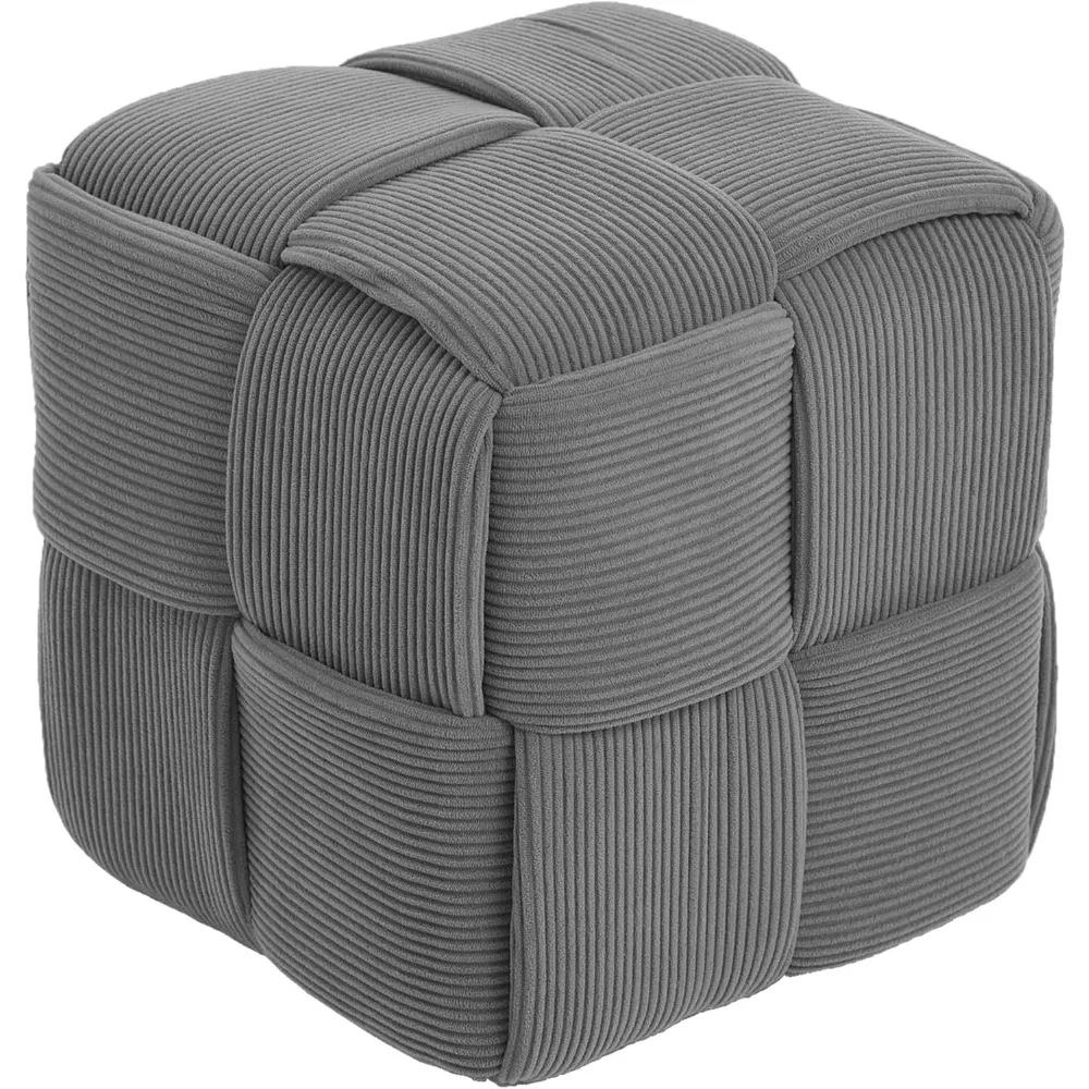 Ottoman Foot Rest Soft and Comfortable Ottoman Square Corduroy Woven Design Sofa Stool storage bench  vanity chair