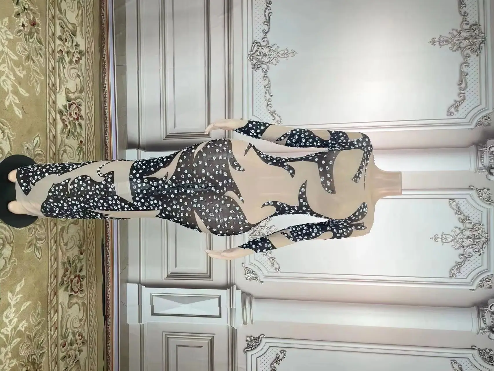 Vestidos de lujo de manga larga con diamantes de imitación de cristal, vestidos sexis para discoteca, vestidos de baile de boda ajustados para mujer, vestidos de noche, vestido Maxi de graduación