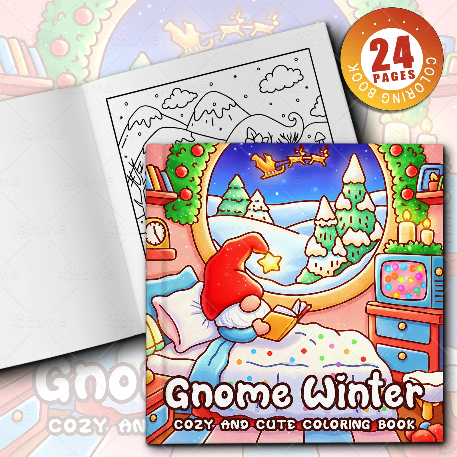 Gnome Winter Cozy Coloring Book For Adults Teens Winter Christmas Gnome Theme Stress Relief Drawing Book Art Activity Book