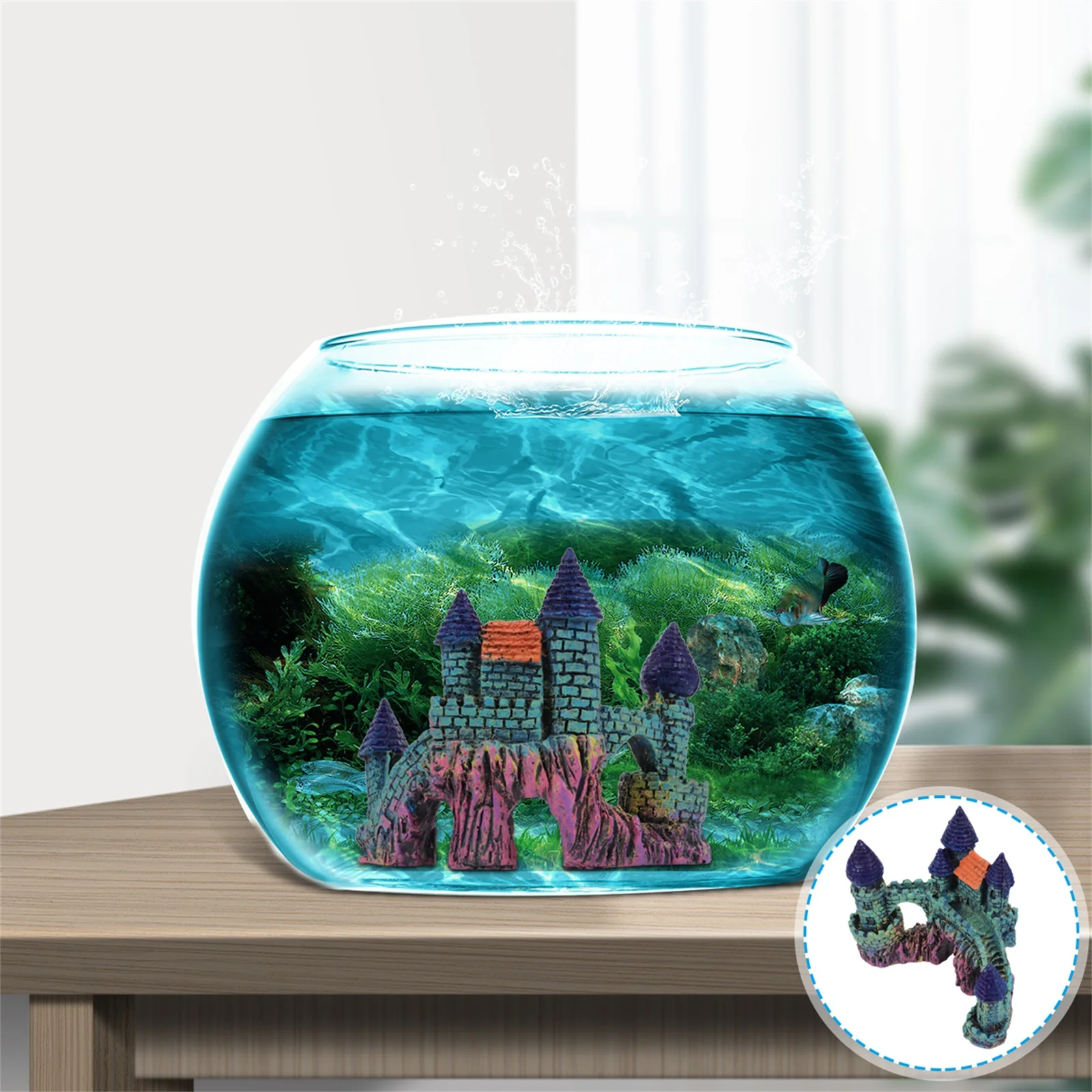 

Aquarium Castle Ornament Multi-Hole Resin Hideaway Fish Rest Decoration for Freshwater Saltwater Fish Tank Accessories