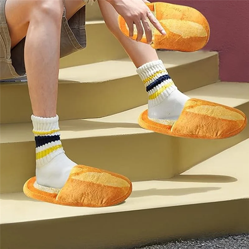 

Classy-2Piece Simulation Foodie Bread Burger Anti-Slip Plush Warm Cotton Slippers Elf Shoes ,Type A(L)