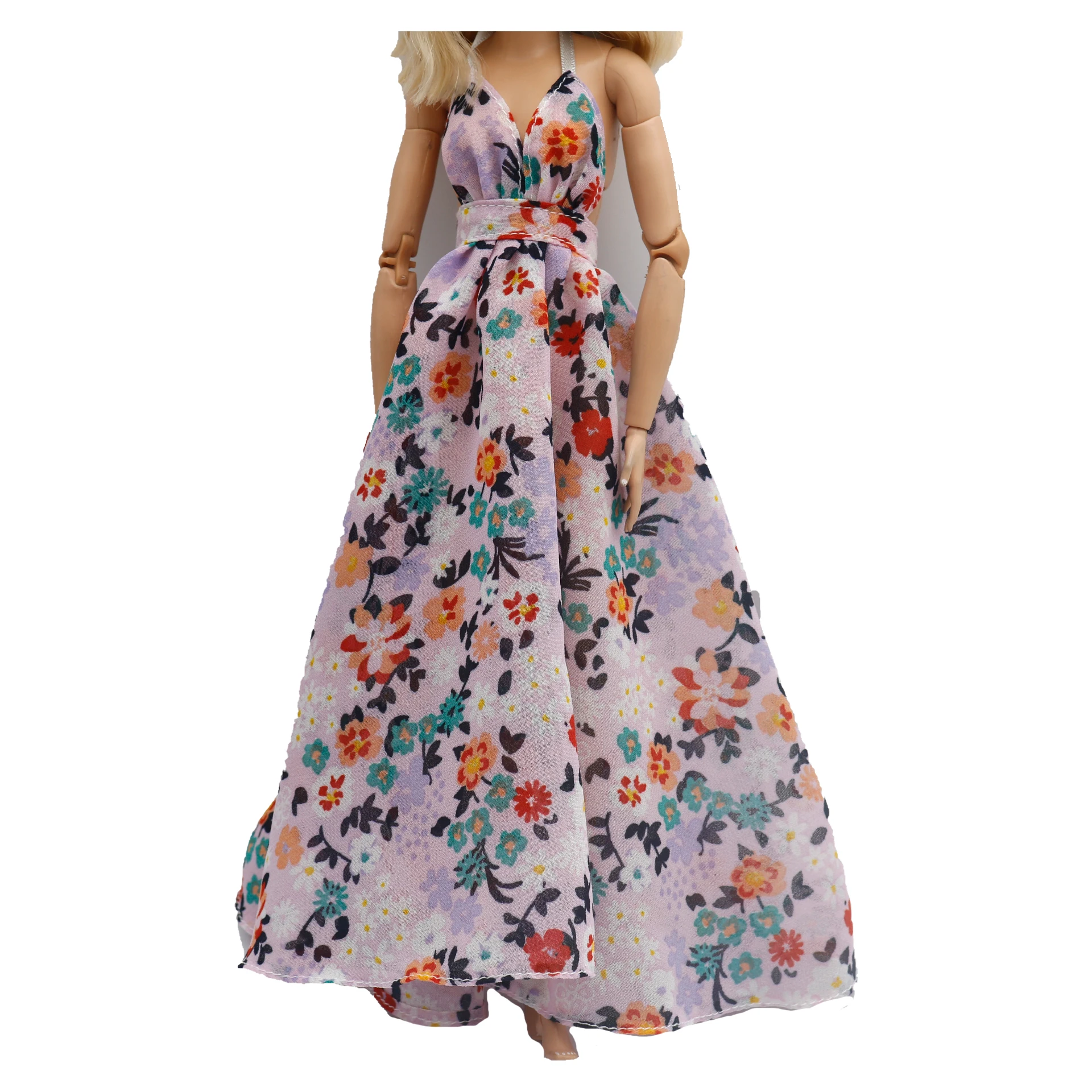 New 30cm 1/6 Sling backless floral Chiffon maxi irregular hem dress Accessories Clothes for B.Doll 11.5" Fashion Doll