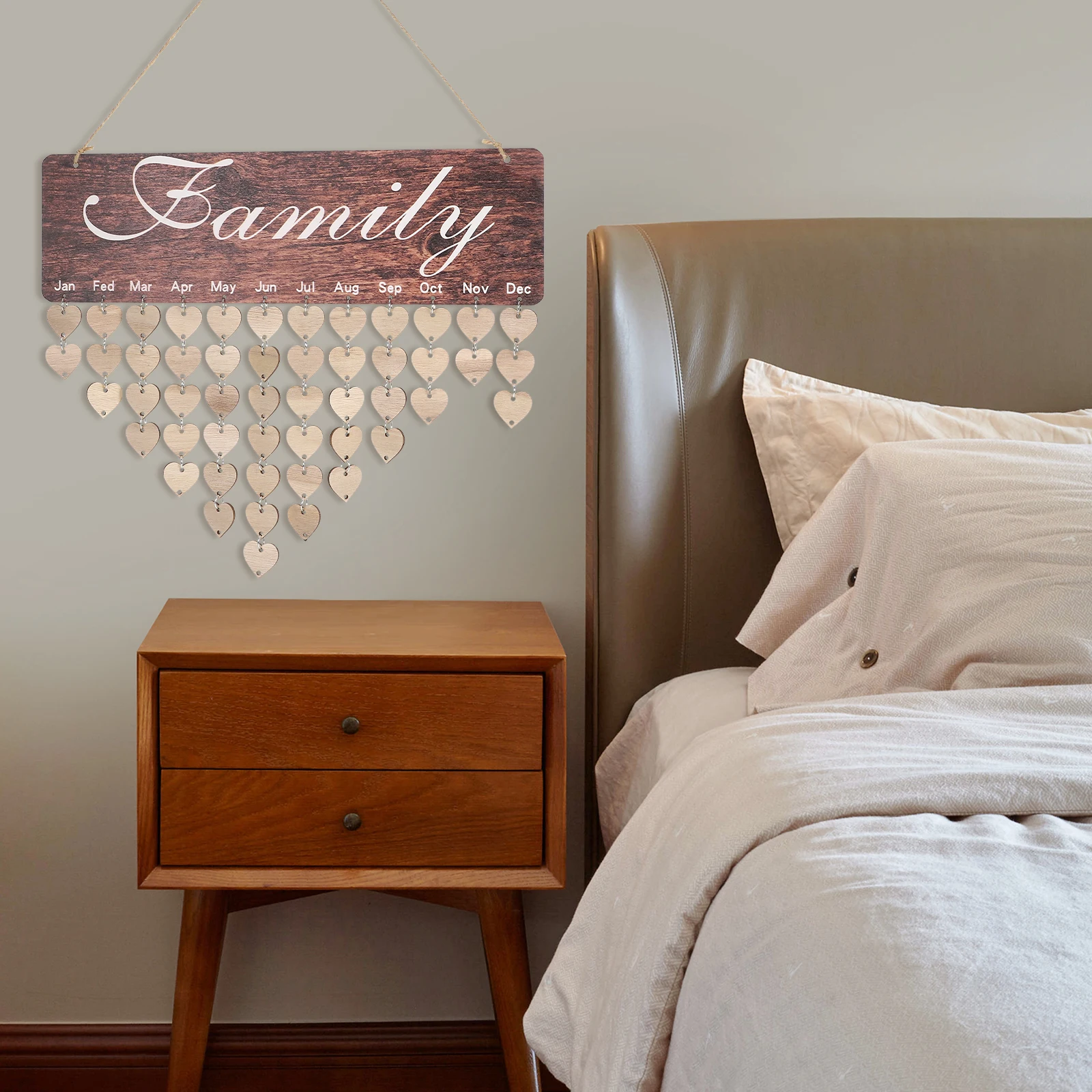 

Vintage Wooden Calendar Reminder Hanging Wall Decor For Family Home Office Diy Tree Print Date Display Plaque Birthday Party