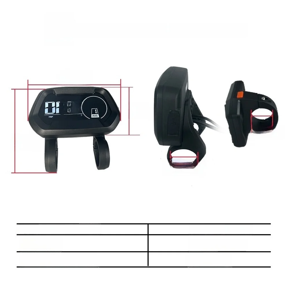 For Real-time Monitoring E-bike UART Display Electric Bike Monitor Bicycle Computer Black IPX5 Waterproof Rating