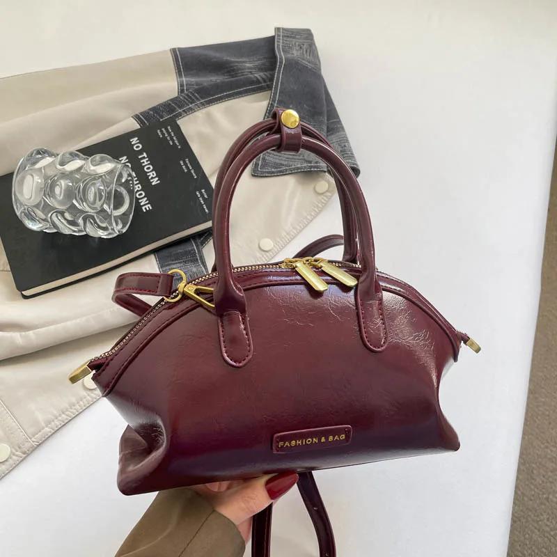 Vintage Women Shell Handbag Small Suede PU Leather Female Shoulder Messenger Bags Ladies Totes for Daily Commute Work Bolsa