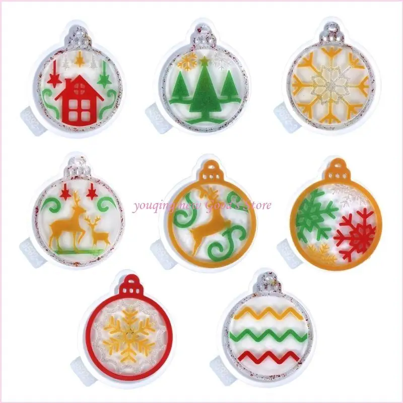57QA 8 Pieces Silicone Resin Molds Christmas Resin Ornament Moulds Crafts Making Mould Silicone Material Hand-Making Supplies
