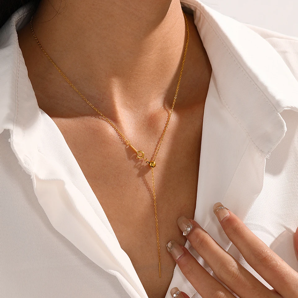 EMANCO 10 Stück Edelstahl Zarte Kettenhalskette Choker-Halsketten für Damen Modeschmuck Lange Mehrlagige Anhängerhalskette – Detail 4