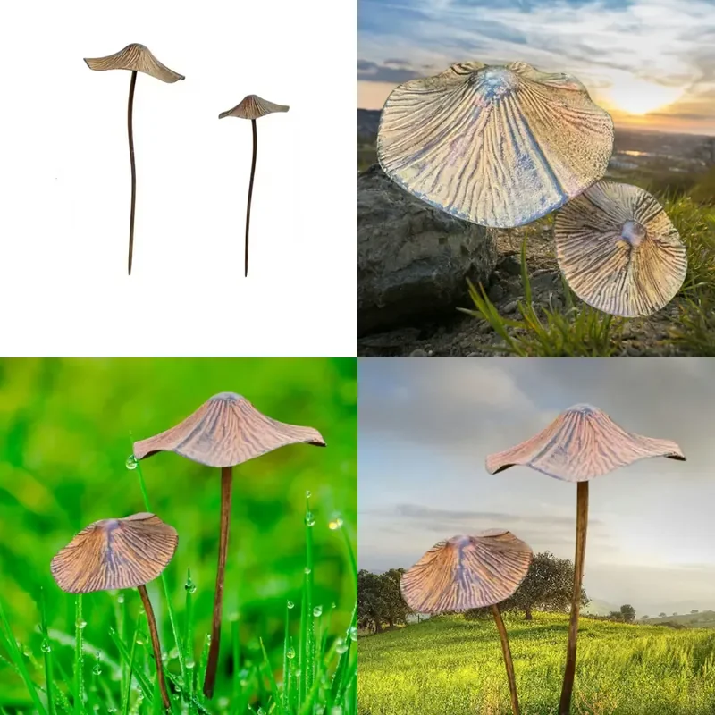 Metal Mushroom Garden Ornament Outdoor Decorative Art for Yard Lawn Patio Landscape Decoration Rustic Country Style Sculpture