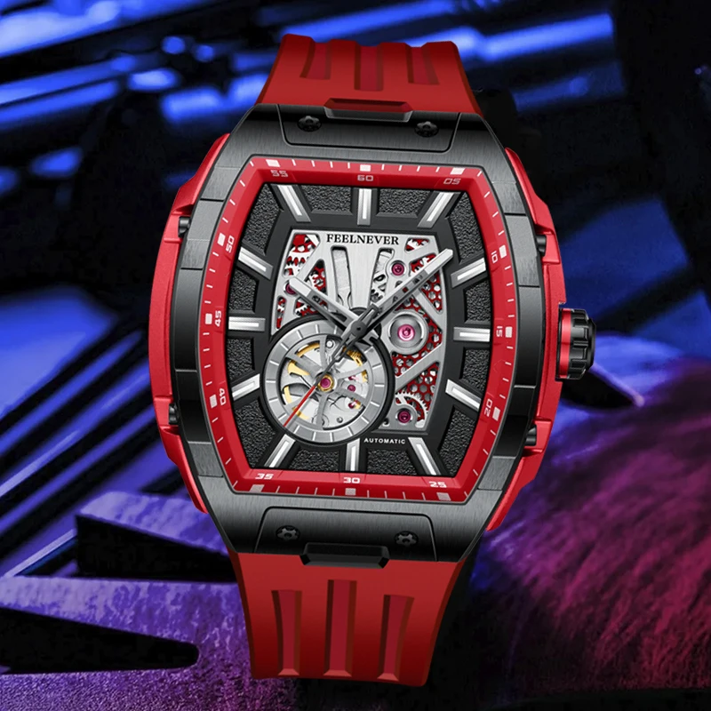 LIGE FeelNever Automatic Movement Mechanical Man Watch Fashion Luxury Business Casual Silicone Waterproof Clock Reloj Hombre+Box