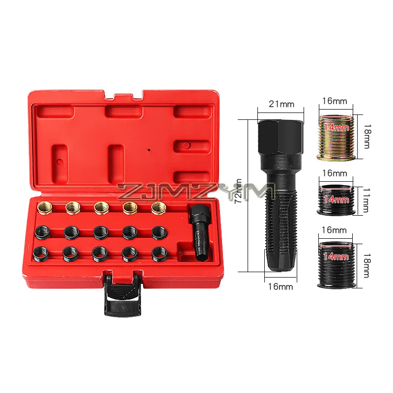 Spark Plug Thread Repair Kit, M14x1.25 Spark Plug Thread Repair Tool Screw Tap Portable Carbon Steel Rethread Kit