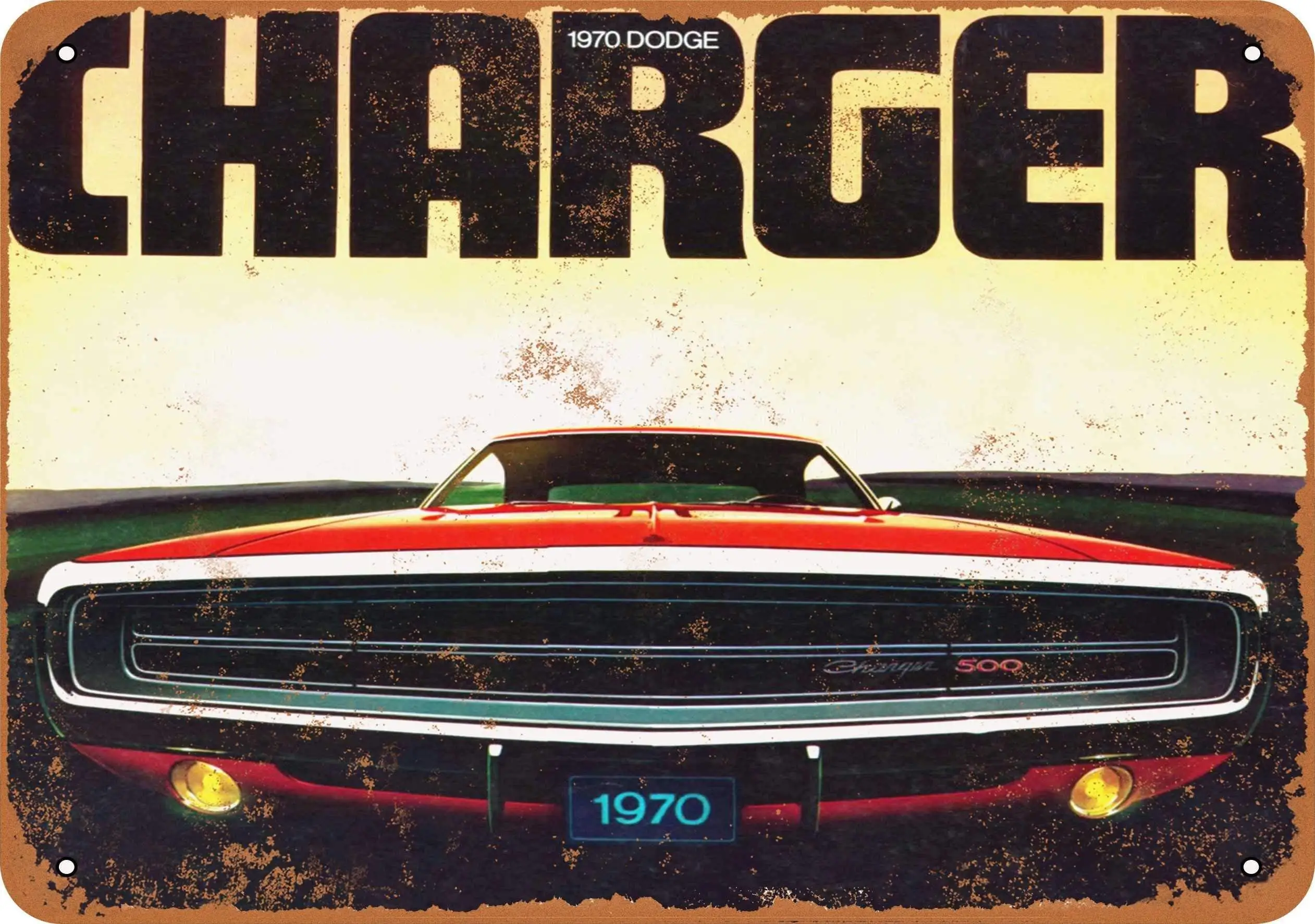 Tin Signs Metal Sign 1970 Dodge Charger 500 Holiday Vintage Poster Metal Plaques for Funny Wall Decoration Art Sign Gifts for