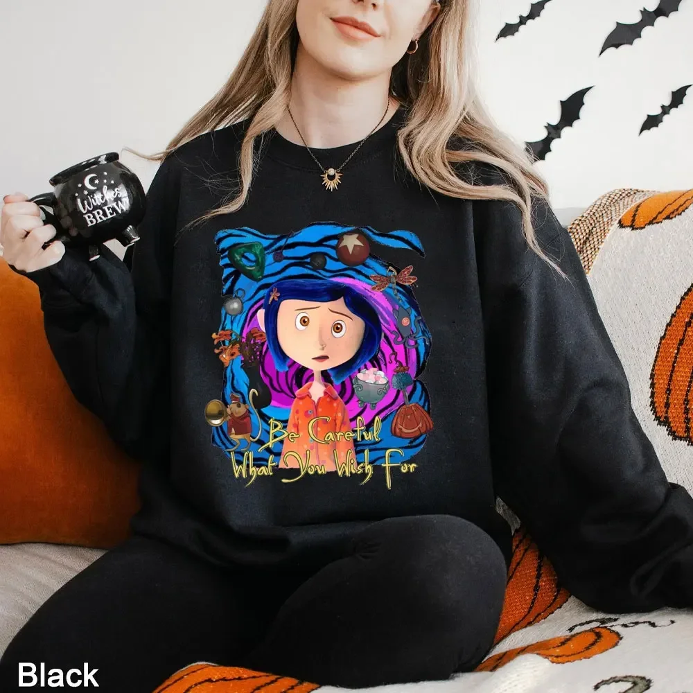 Be Wise Be Brave Be Tricky Halloween Hoodie Spooky Movie Halloween Coralin Tops Coralin Doll Sweater Coraline Movie Y2k Clothes