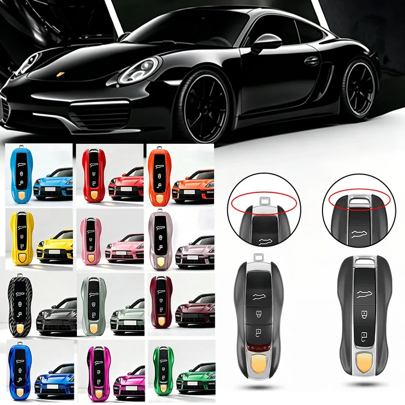 Car Key Paint Case Bordeaux Red Shell Replacement For Porsche Cayenne Mancan Panamera 911 718 Boxster Cayman Taycan 2010-2024