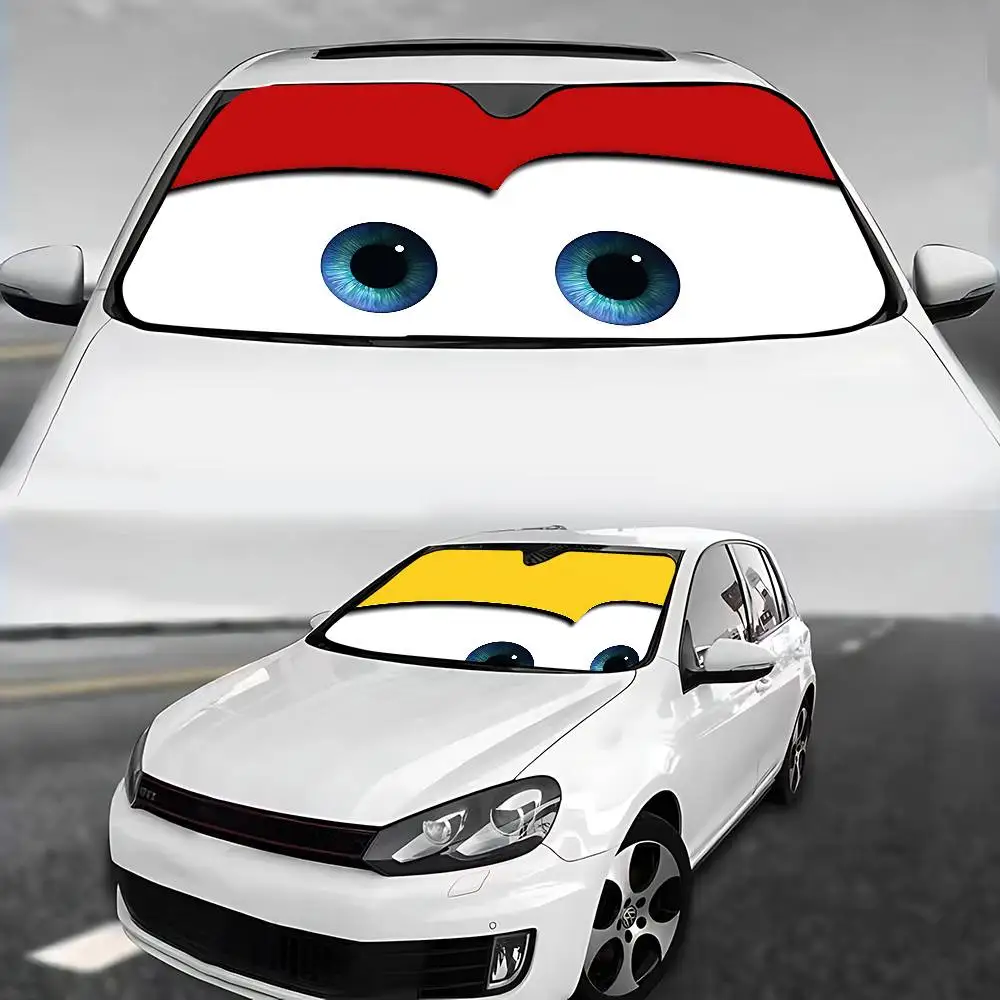 L-Lightning M-McQueen عيون سيارة ظلة غطاء الزجاج الأمامي حماية من الأشعة فوق البنفسجية اكسسوارات السيارات قناع للسيارات
