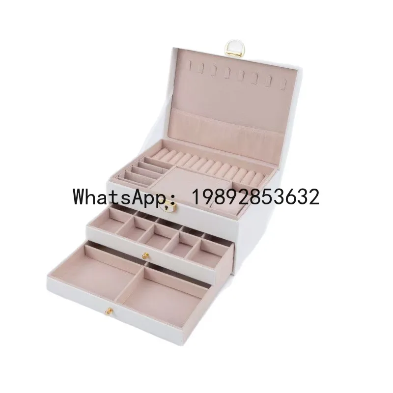 

XL4-1 drawer three-layer leather jewelry storage box necklace jewelry gold jewelry desktop large capacity storage
