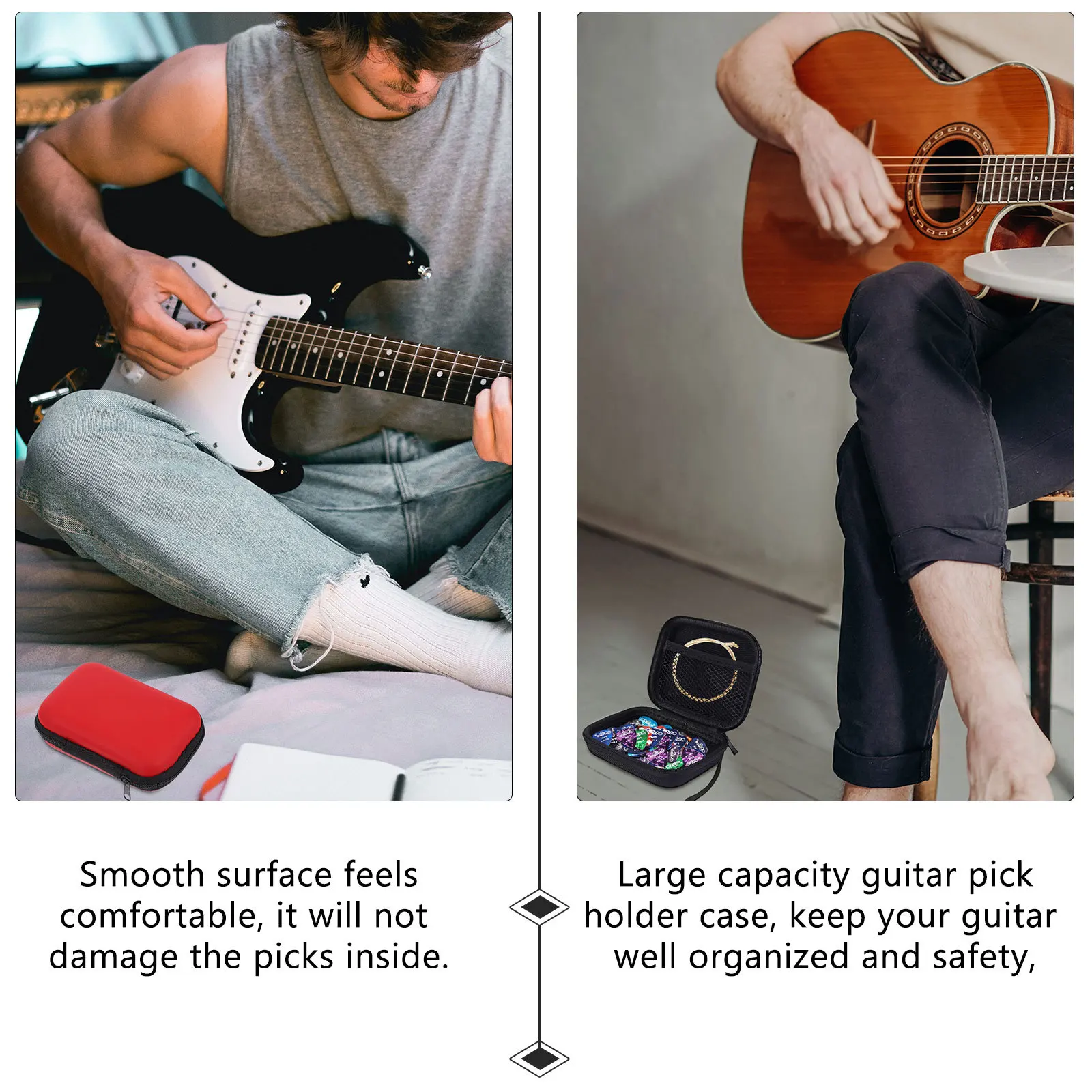 4 шт. органайзер для хранения медиаторов, прочный держатель на молнии Eva, большой вместительный дорожный чехол для аксессуаров для акустической электрогитары