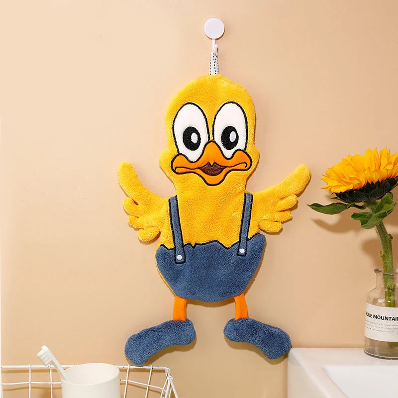 

2022 New baby Hand Towel Hanging Cartoon Animal Cute Duck Chicken Bathroom Hand Towel Absorbent Towel Household Handkerchief