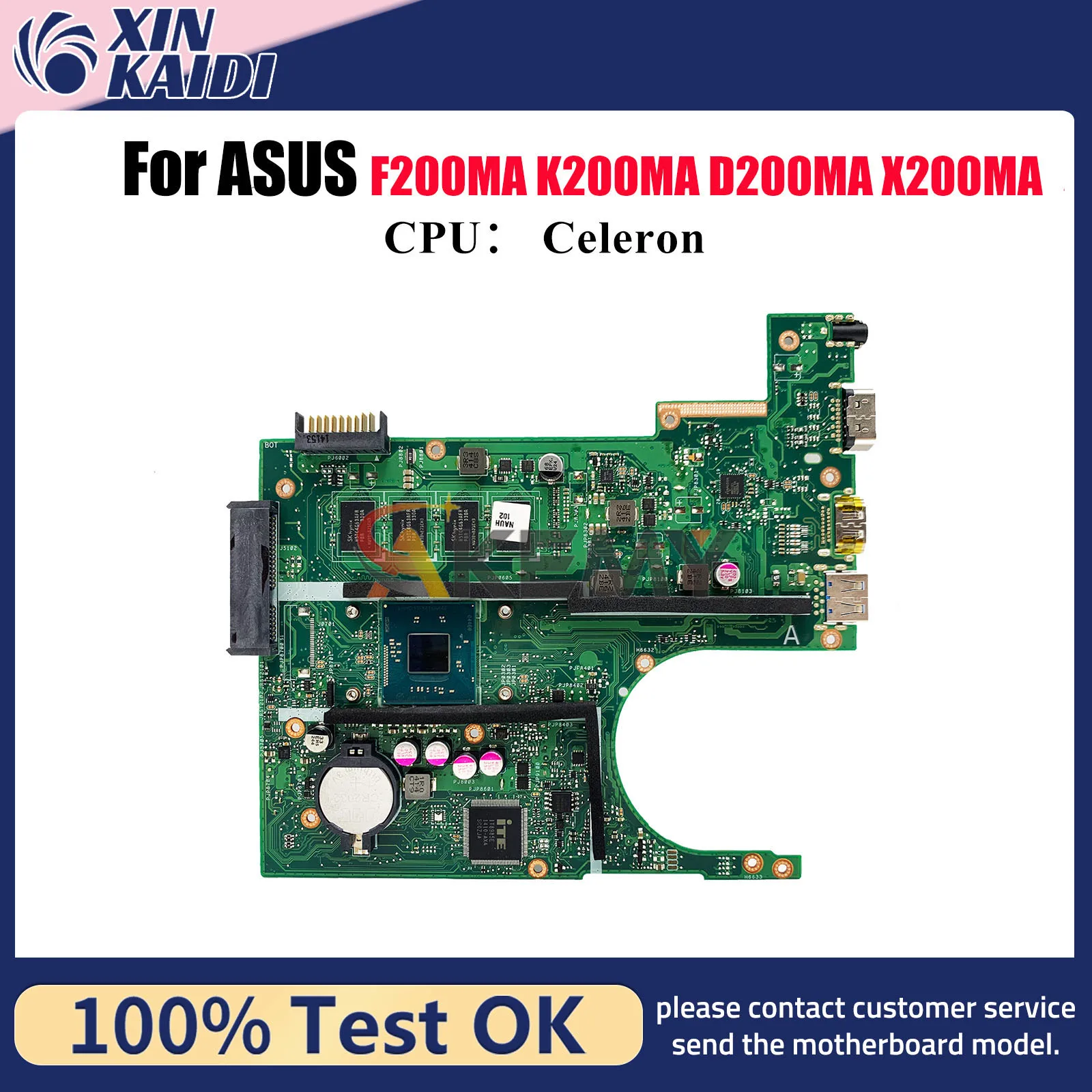 

X200MA Laptop Motherboard For ASUS VivoBook K200MA X200M X200MA D200MA F200MA Notebook Mainboard With Celeron CPU 100% tests OK