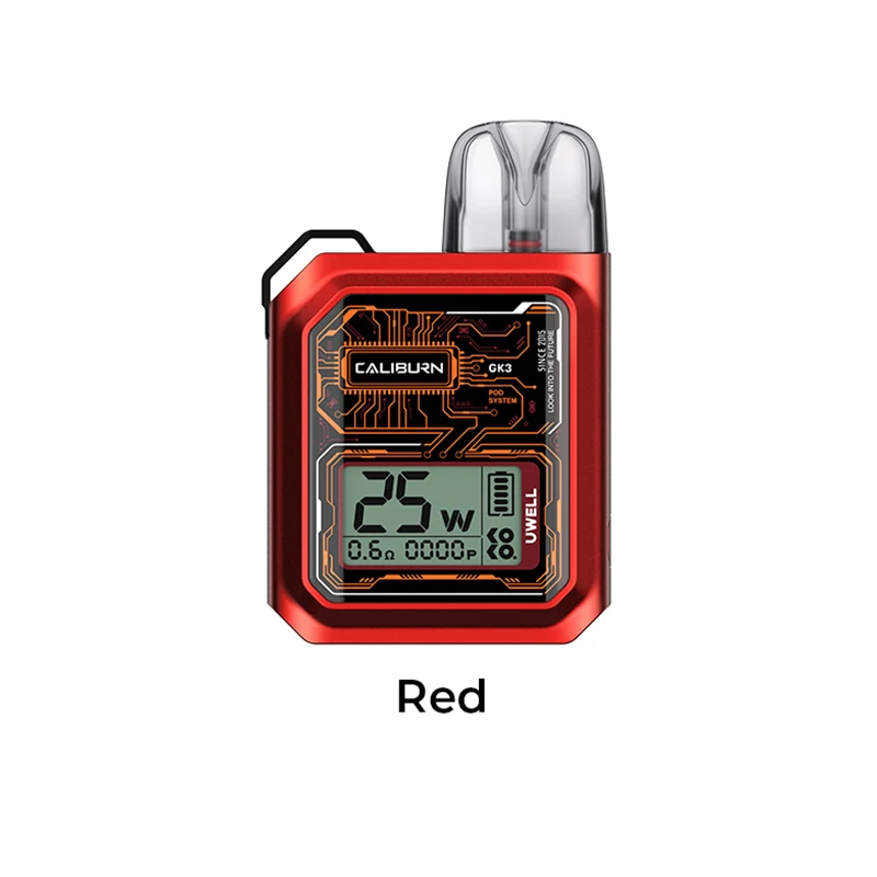 Uwell caliburn ดั้งเดิม GK3ฝักบุหรี่ไฟฟ้า25วัตต์พร้อมแบตเตอรี่900มิลลิแอมป์ต่อชั่วโมง2.5ตลับ G3 caliburn