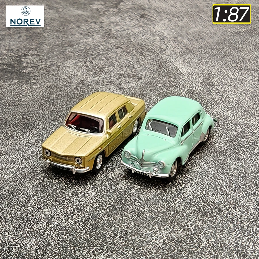 

NOREV 1/87 R8 1964 Champagne Gold 1/87 4CV 1955 Green Static Decorative Car models Collection