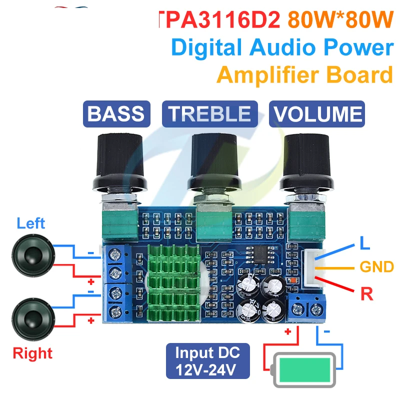 XH-M567 TPA3116D2 Dual-channel Stereo High Power Digital Audio Power Amplifier Board Audio Power Amplifier Board 80W*2