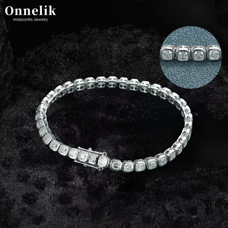

Onnelik 3*3 мм D VVS1 Полный браслет из муассанита 100% S925 Серебряный лабораторный бриллиант для женщин Свадьба День рождения Изящные ювелирные изделия