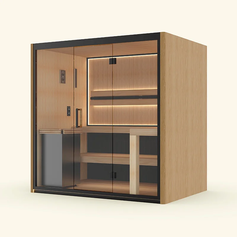Luxury 4 Person Finnish Sauna Cedar Wood Sauna Room Premium Home Wellness Sauna