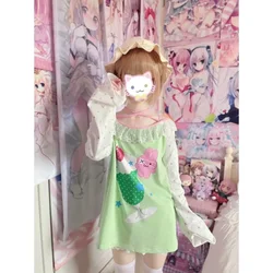 Oversized Women Loose Shirts 2024 Spring Casual Long Sleeve Cute Subadorable Y2k T Shirt Japanese Kawaii Sweet Harajuku Tops