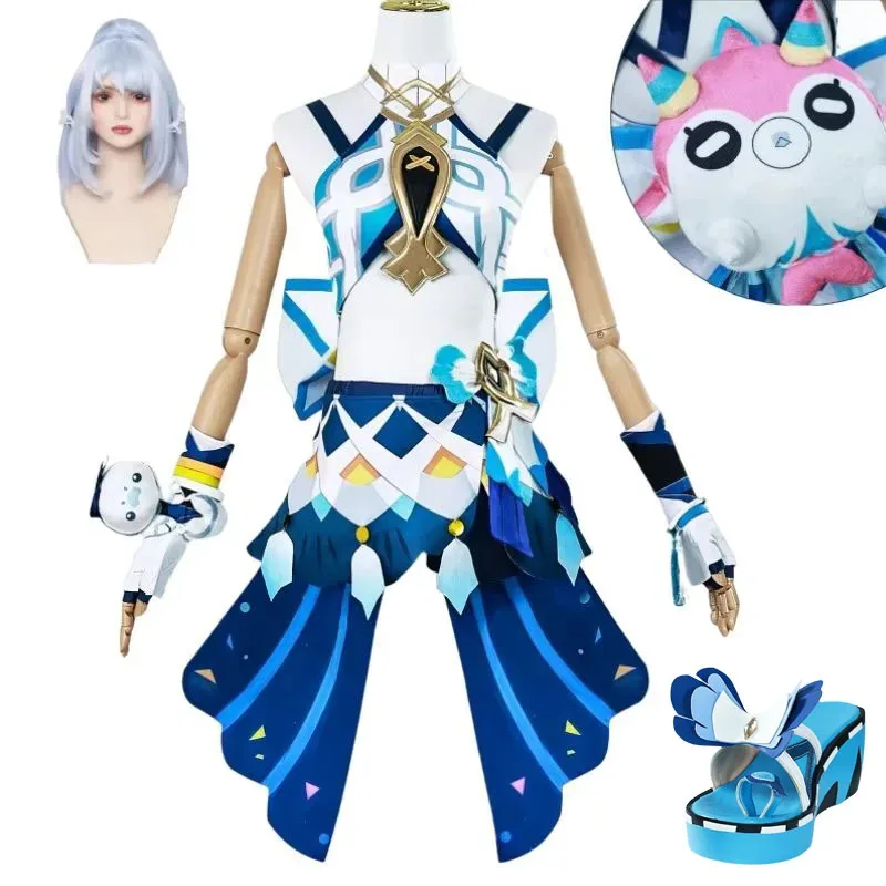 

Game Genshin Impact Mualani Cosplay Costume Wig Shoes Anime Women Halloween Role Play Carnival Party Dress Suits