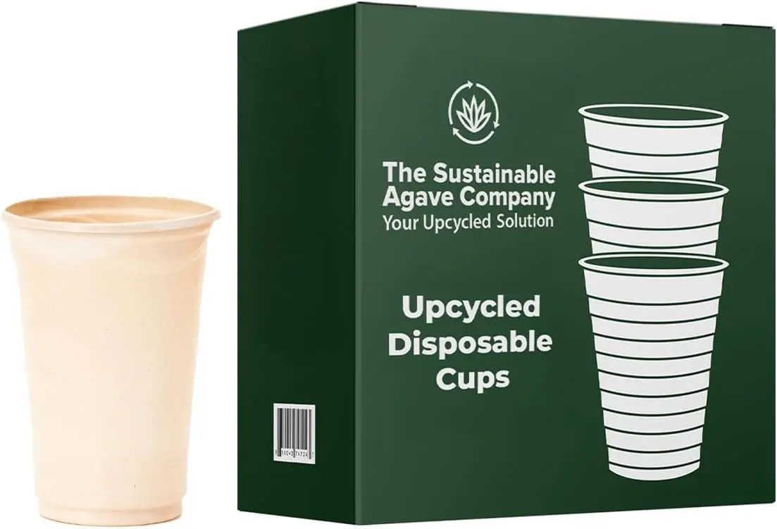 

Sustainable Agave Co Sweet Agave Fiber Cups, 12 oz, 50 Count, Plant-Based, Made with Upcycled Materials, Beige