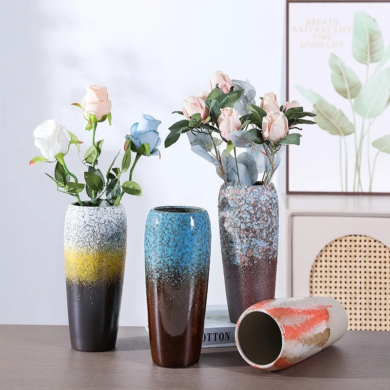 Advanced kiln-changed ceramic vase, European and American light luxury home simulation flower dried, ceramic pot decorative
