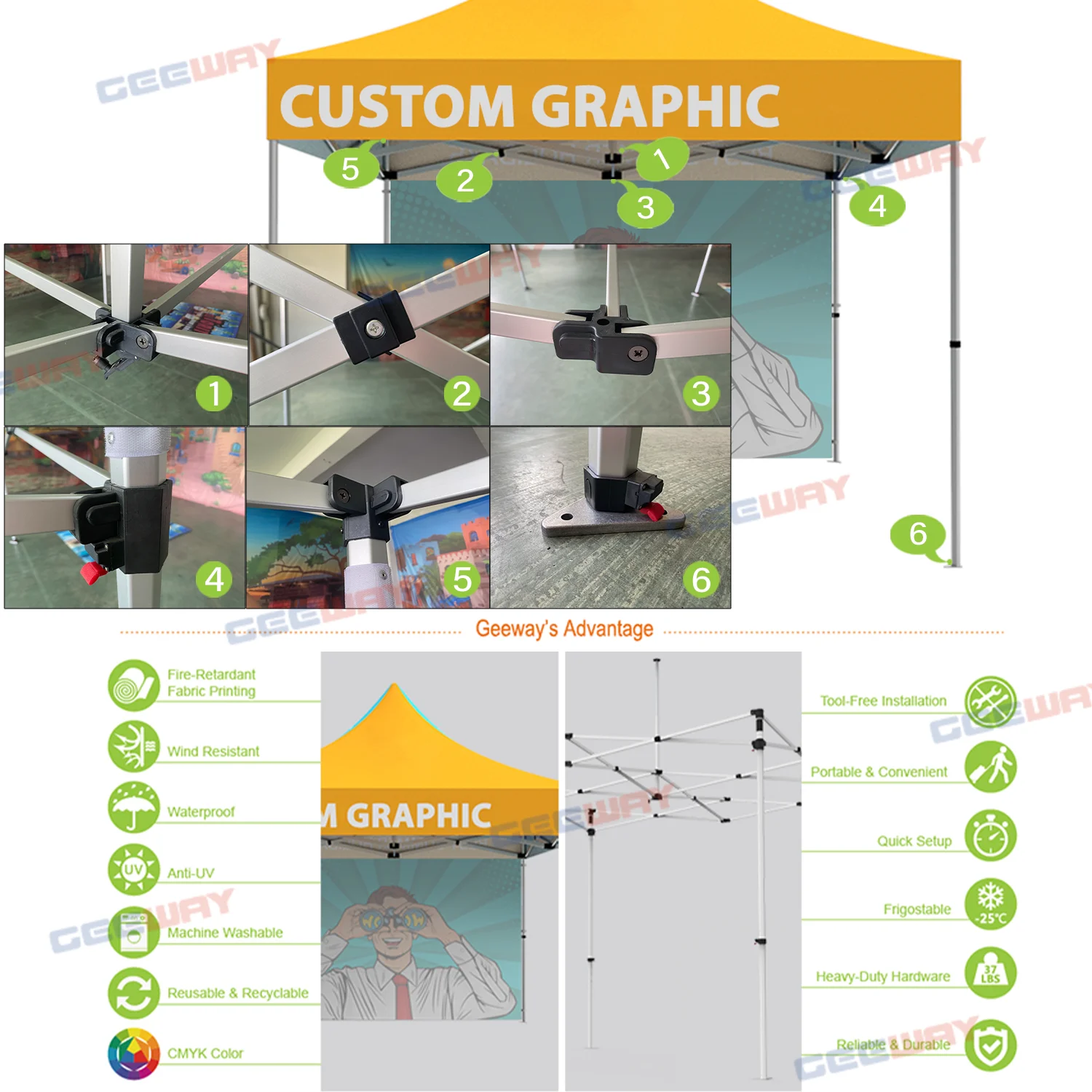 Heavy Duty Exhibition Business Gazebo 10X10 Tent 3X3 Custom Folding Aluminium Marquee Pop up Canopy Tents for Events Outdoor