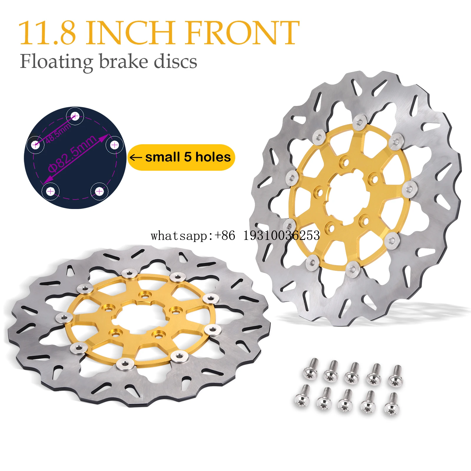 11.8 "قرص فرامل أمامي الدوار أسود ذهبي أحمر لدراجة Harley Touring Street Glide Road King Softail Boy 114 2018-2024 CAD-CAM #5