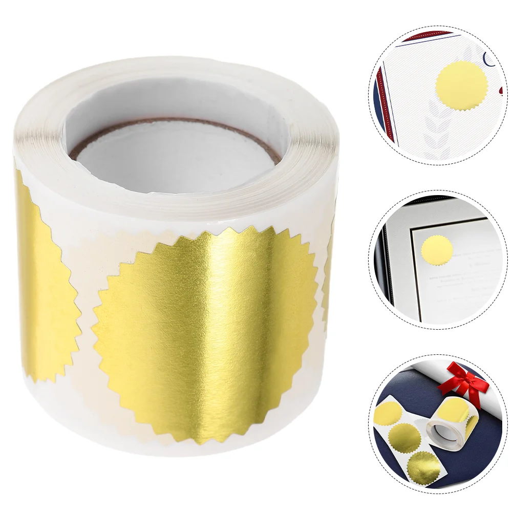 2 Rolls Envelope Stickers Stencil Circle Embossed The Medal Embossing Blank Glassine Paper Base Certificate Seals