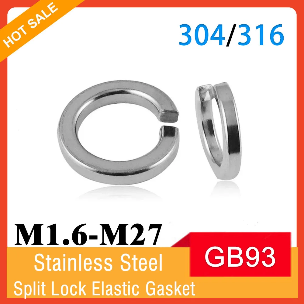 GB93 Podkładka sprężynowa 304/316 Stal nierdzewna Dzielona uszczelka blokująca M1.6 M2 M2.5 M3 M4 M5 M6 M8 M10 M12 M14 M16 M18 M20 M22 M24