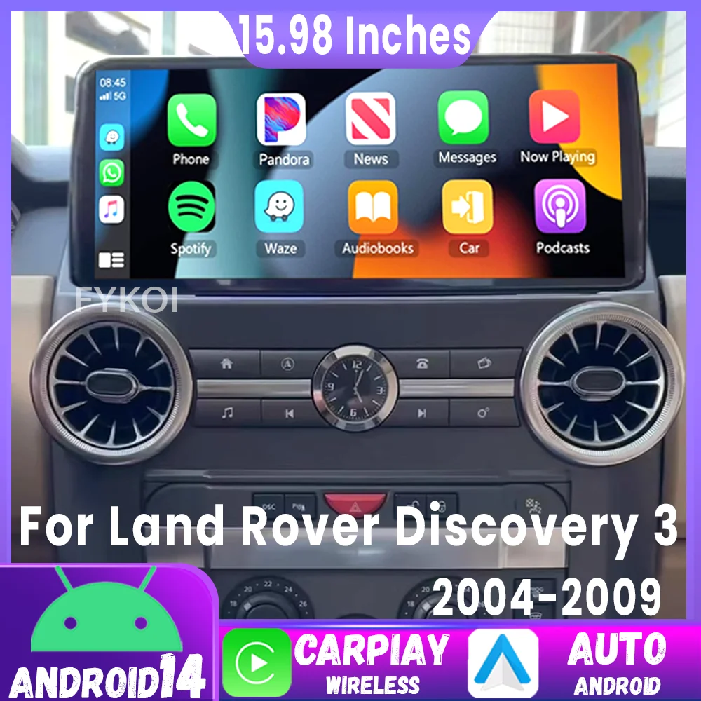 

15.98" Android14 For Land Rover Discovery 3 2004-2009 car multimedia player wireless carplay stereo bluetooth GPS Navigation 4G