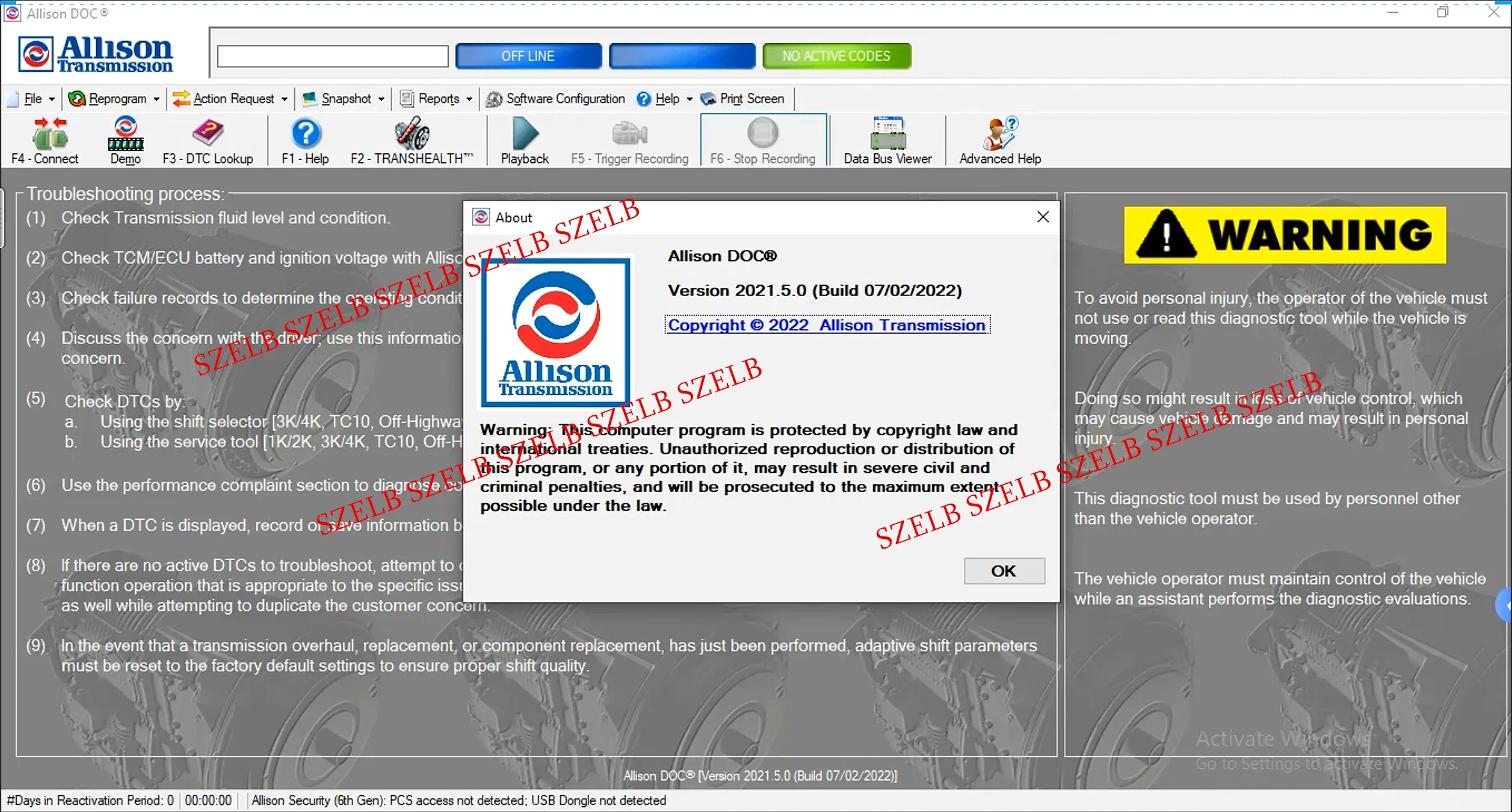 2025 Universal Allison DOC 2021.5 + keygen + GEN5 Data Files With Programming Transmission PC-Service Tool Allison Transmission